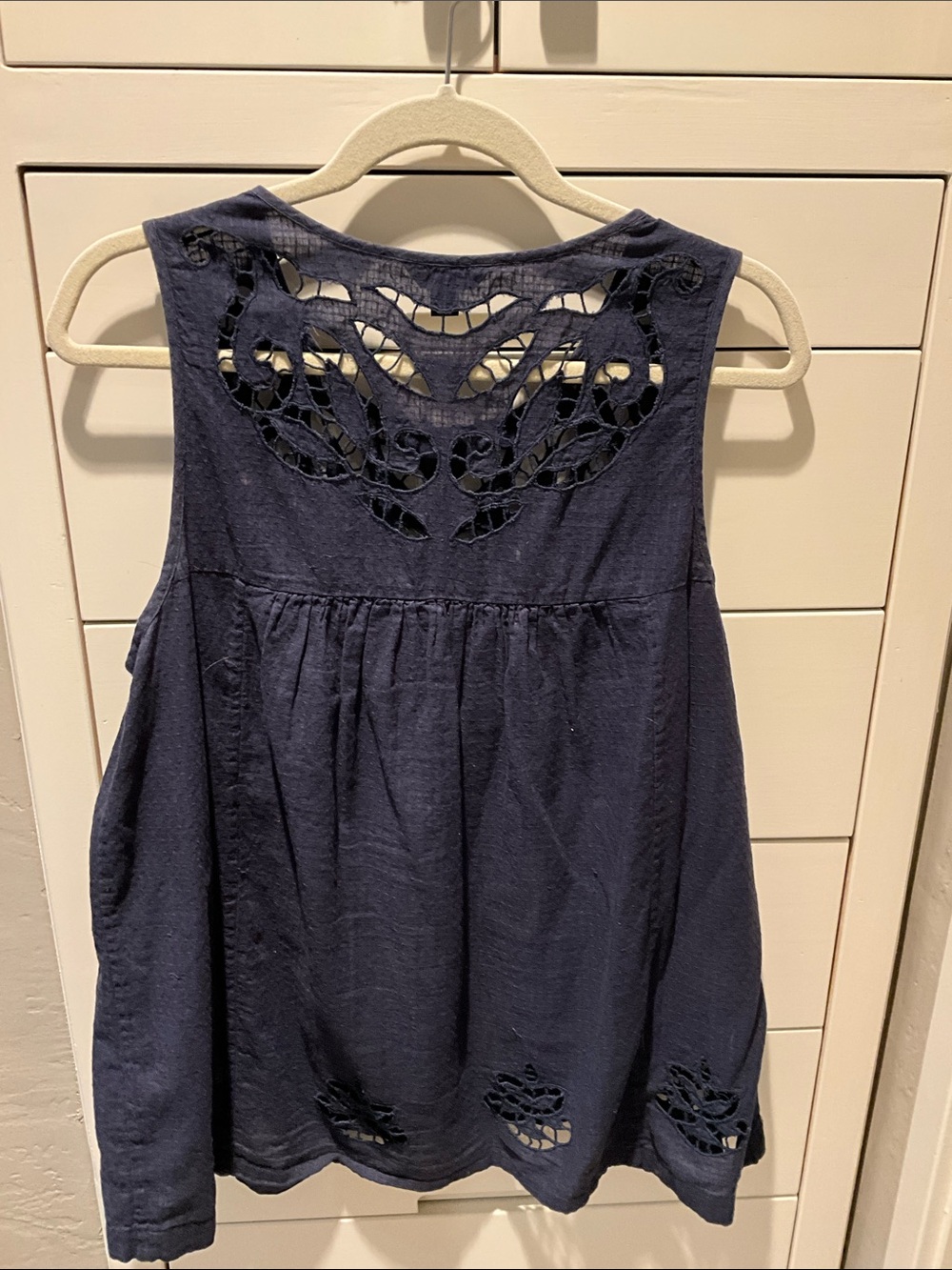 Lucky Brand Navy Crochet Yoke sleeveless top - Picture 5 of 5